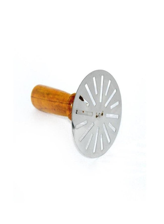 LSARI Stainless Steel Potato Pav Bhaji Masher with Wooden Handle Kitchen,Silver & Wooden Pack of 1 - Image 3